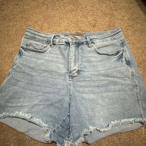 Judy Blue Light Blue Distressed Denim Shorts